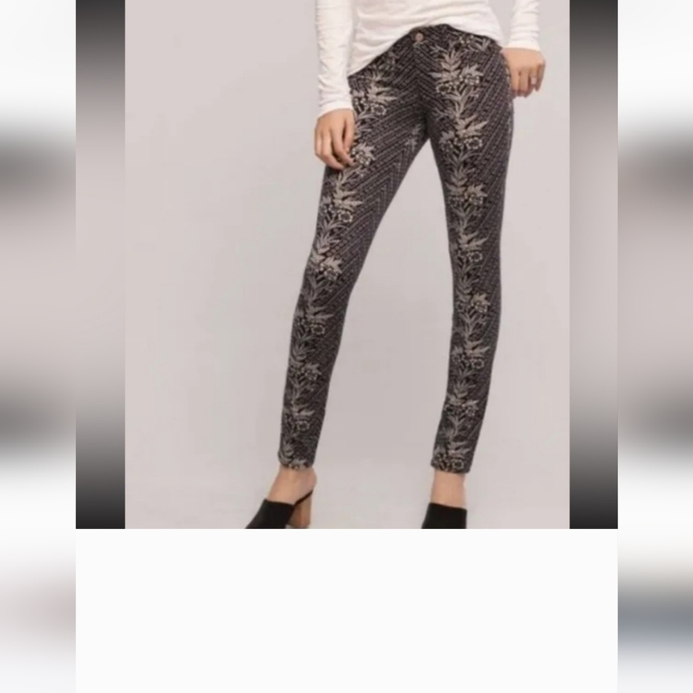 Pilcro and the Letterpress Serif Floral Needlecord Corduroy Navy Pants Size 29